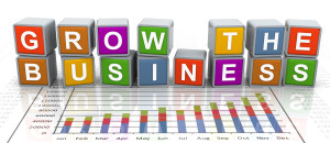3d colorful buzzword series - text 'grow the business'